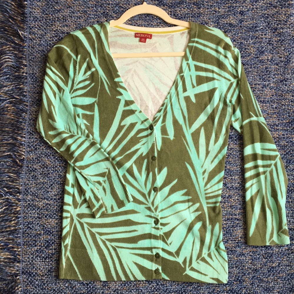 Palm Print V-neck Cardigan
